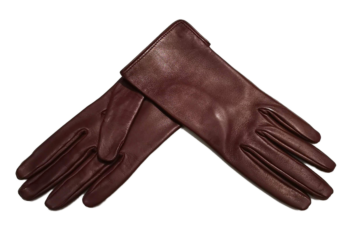 メローラ レディース手袋◇ナパレザー◇ボルドー/BORDEAUX《シルク