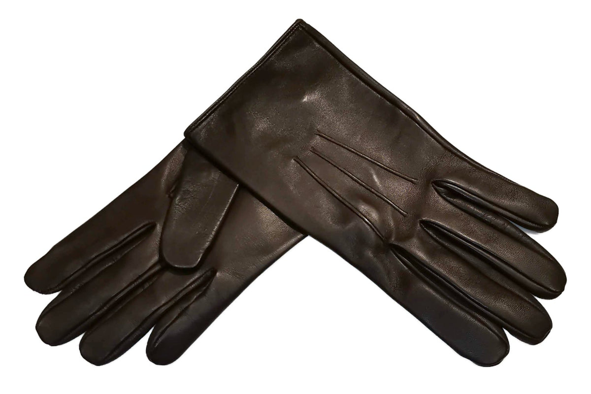 メローラ メンズ手袋◇ナパレザー◇ダークブラウン/MORO《シルク
