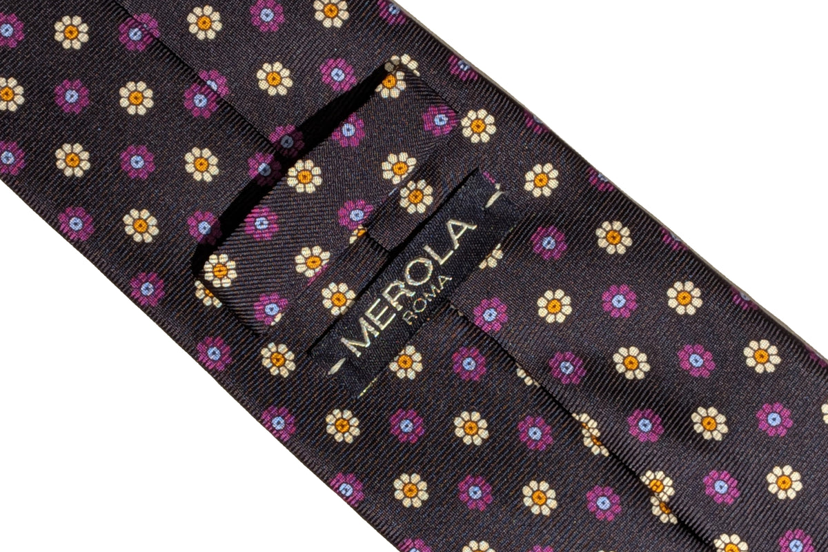 メローラ MEROLA SERIES ネクタイ ◇ 花小紋 (ネイビー・ホワイト)《50