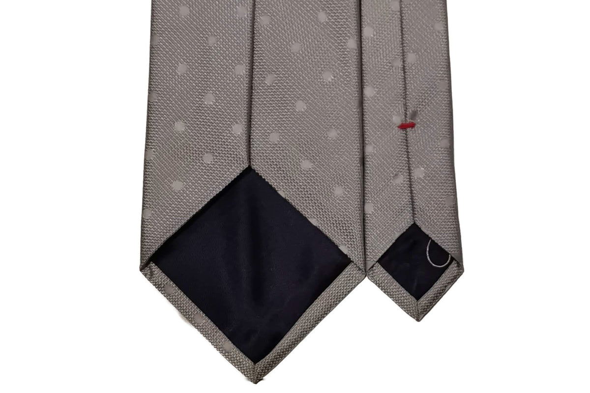 Perfume Closet ネクタイ グレイカラー　本体美品 Opusネクタイ ◇ シルク ◇ ライトグレー×ピンドット(シャドウ・ライト