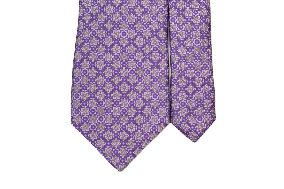 Penrose とFB401 紫花柄 シルクネクタイ Penrose とFB401 紫花柄 シルクネクタイ イギリス製・Penrose