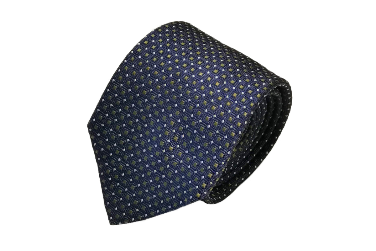 ラスト1点！】Opusネクタイ ◇ シルク ◇ ネイビー×スクエア(グリーン