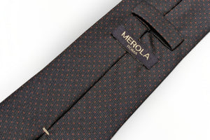 【NEW】メローラ MEROLA SERIES ネクタイ ◆ ネイビー×ピンドット(ブラウン)《50オンス》