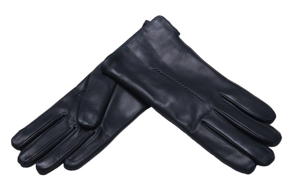 メローラ レディース手袋◇ナパレザー◇ネイビー/BLUE《カシミア