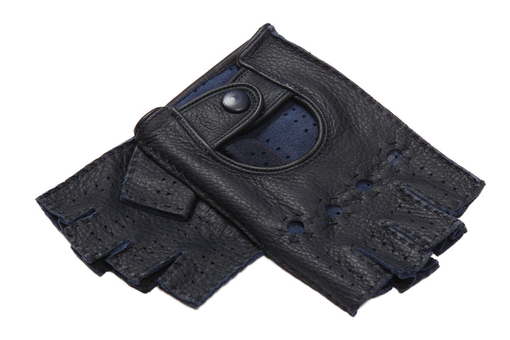メローラ レディース手袋◇ディアスキンドライビンググローブ◇ネイビー/BLUE《指なしタイプ》
