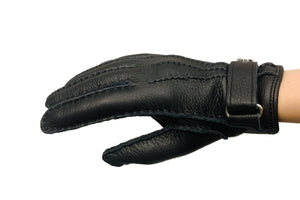 メローラ メンズ手袋◆ディアスキン◆ブラック/NERO《ベルトタイプ ・ カシミア》