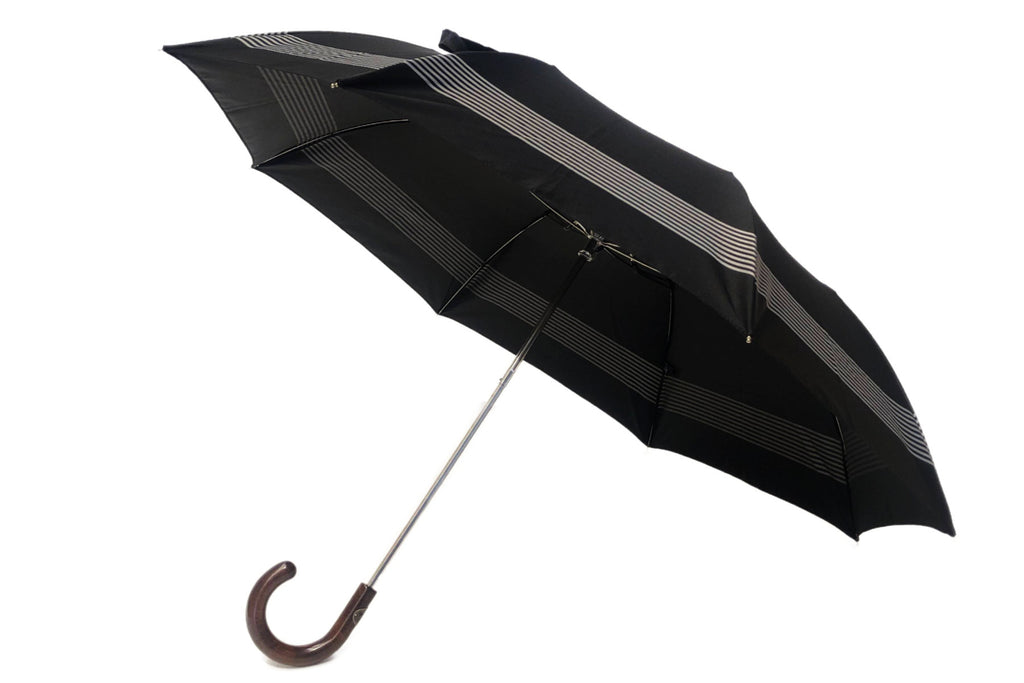 マリアフランチェスコ ◆ 折りたたみ傘 ◆ ブラック×グレー (ボーダー) 《DARK MAPLE》