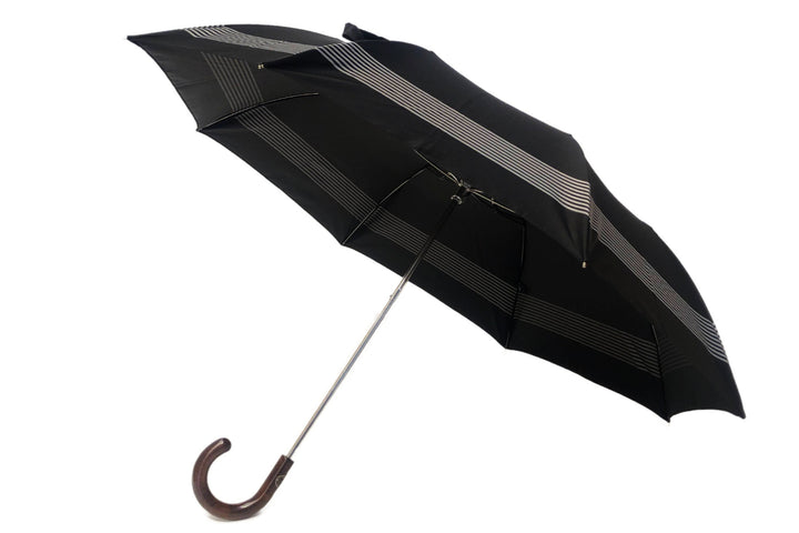 マリアフランチェスコ 折りたたみ傘 (ブラック×グレー ボーダー) DARK MAPLE