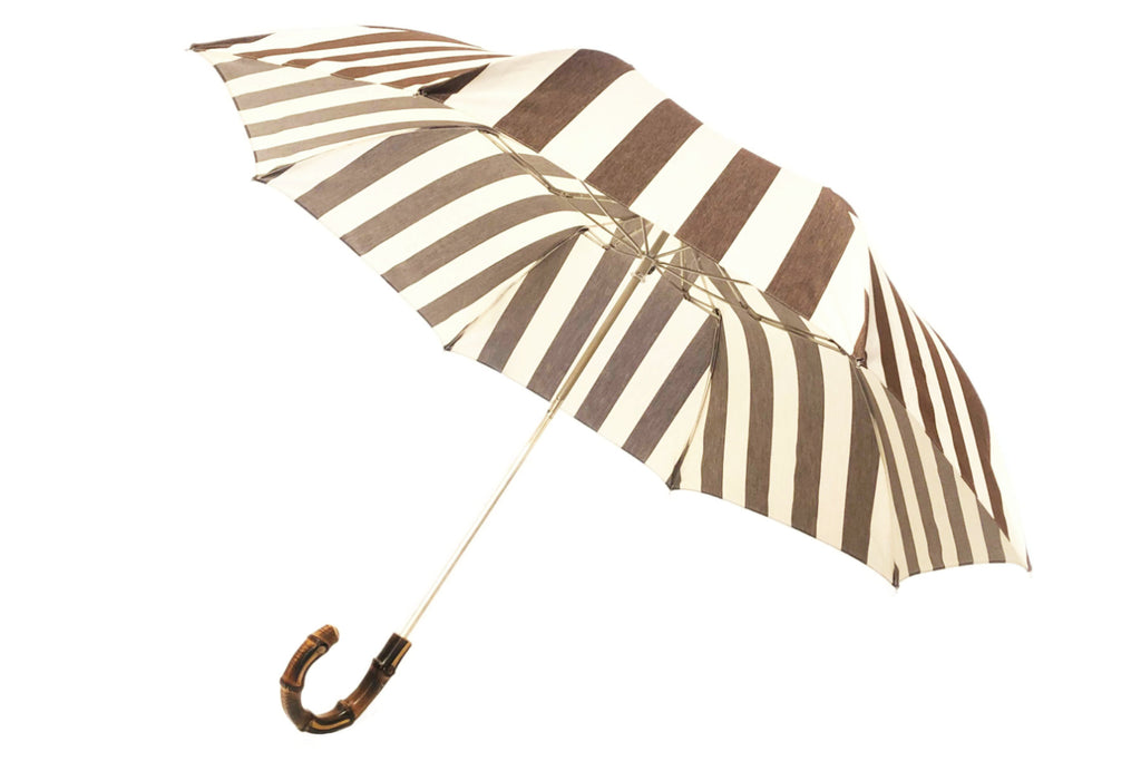 マリアフランチェスコ ◆ 折りたたみ傘 ◆ ブラウンｘストライプ 《BAMBOO》