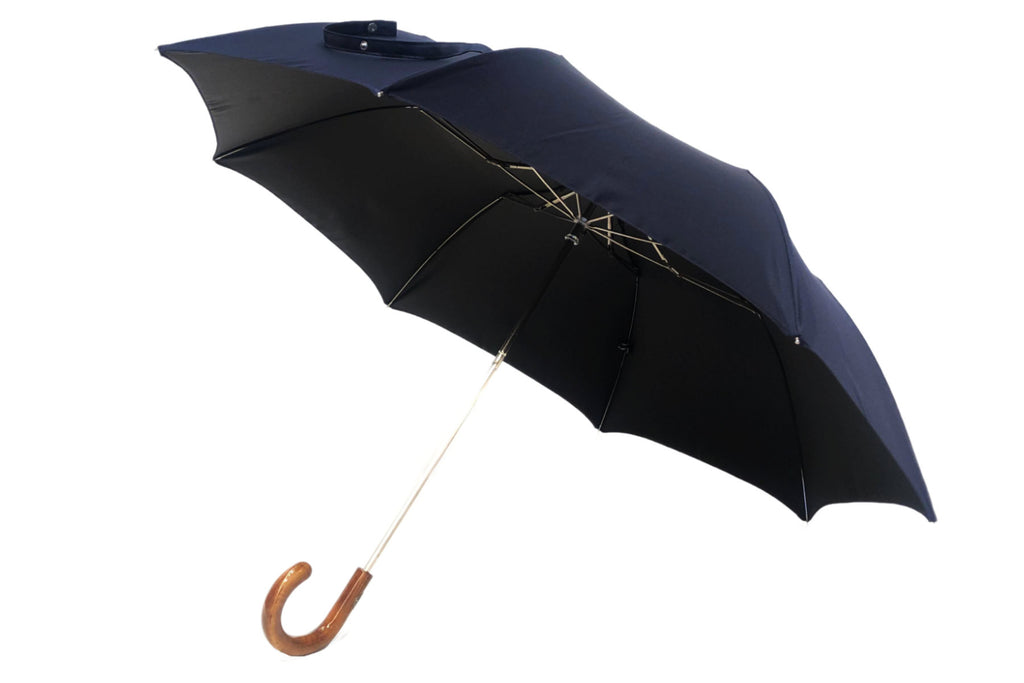 マリアフランチェスコ 折りたたみ傘 (ネイビーソリッド×裏地ブラック) SHINY MAPLE