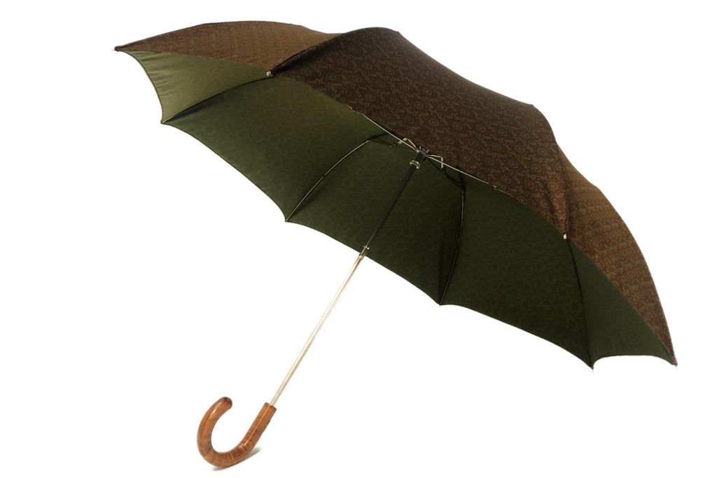 マリアフランチェスコ 折りたたみ傘 (ブラウン×ライトグリーン花模様) MAPLE