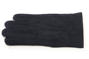 メローラ メンズ手袋◆スウェード◆ネイビー/BLUE《アウトステッチ ・ カシミア》【サイズXS】