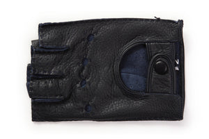 メローラ メンズ手袋◆ディアスキンドライビンググローブ◆ネイビー/BLUE《指なしタイプ》
