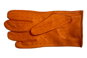 【ラスト1点！】メローラ メンズ手袋◆ナパレザードライビンググローブ◆オレンジ/MANDARINE《パンチングタイプ》