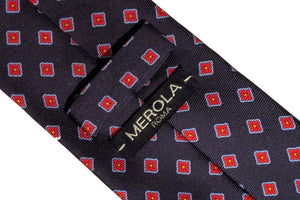メローラ MEROLA SERIES ネクタイ ◆ スクエア柄×ネイビー《50オンス》