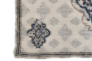 Opus ポケットチーフ ◆ ダブルプリント ◆ ホワイト×ヨーロッパ調パンジー(ブルー)《リネンシルク》