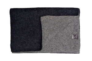 Opus マフラー ◆ ダブルフェイス ◆ ネイビー × ヘリンボーン (ホワイト)《カシミヤ》