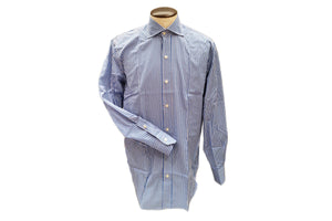 イルポルトーネ ドレスシャツ ◆ブルー × ストライプ / FIRST MODEL ◆ ブロード素材（100番手)《レギュラーフィット》【サイズ39(M)】