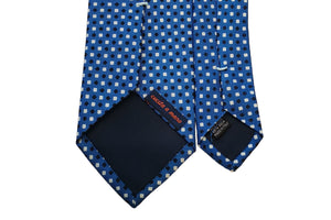 メローラ BLUE LABEL ネクタイ ◇ シルク ◇ ブルー×ダイヤ柄（ホワイト・ブラック）