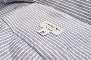 イルポルトーネ ドレスシャツ ◆ブルー×ストライプ / FIRST MODEL◆ ブロード素材（120番手)《レギュラーフィット》【 サイズ38(S) 】