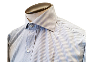 イルポルトーネ ドレスシャツ ◆ ライトブルー ストライプ / FIRST MODEL ◆ ブロード素材（120番手）《レギュラーフィット》【 サイズ37(XS) 】