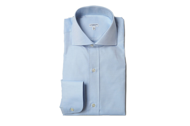 イルポルトーネ -First Model-／ Orta Twill(#80) ライトブルードレスシャツ レギュラーフィット【 サイズ37(XS) 】