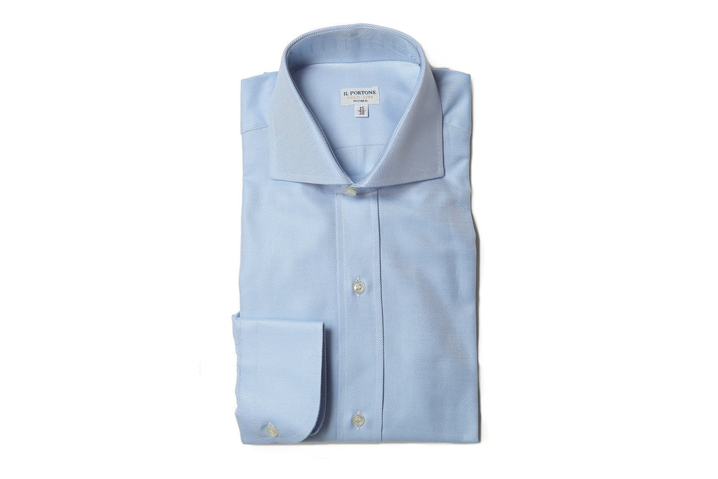イルポルトーネ ドレスシャツ ◆ ライトブルー  / FIRST MODEL ◆ ツイル素材（100番手）《レギュラーフィット》【 サイズ38(S) 】