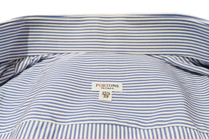 イルポルトーネ ドレスシャツ ◆ ブルーシングルストライプ / FIRST MODEL ◆ ブロード素材（100番手）《スリムフィット》【 サイズ39(M) 】