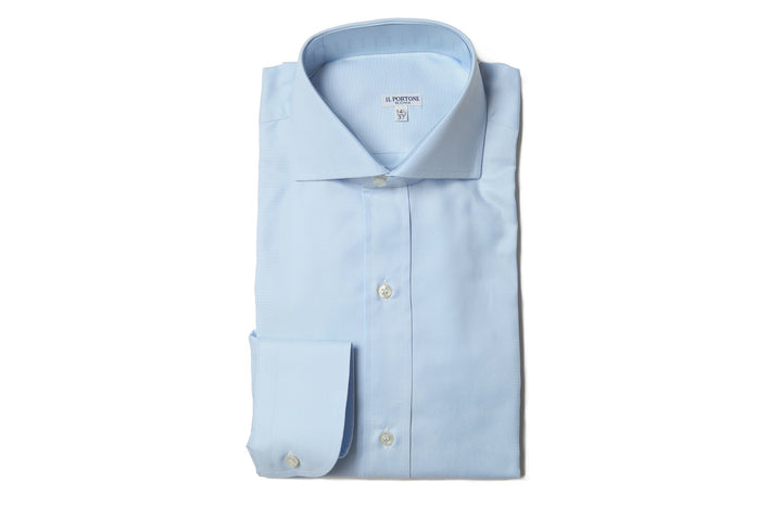 イルポルトーネ -First Model-／ Sky Panama (#100/70) ライトブルー ドレスシャツ レギュラーフィット【 サイズ37(XS) 】
