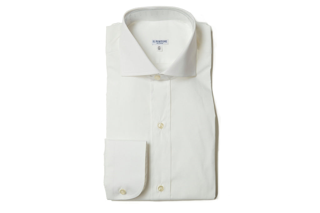 イルポルトーネ ドレスシャツ ◆ ホワイト / FIRST MODEL ◆ ブロード素材（100番手）《レギュラーフィット》【 サイズ38(S) 】