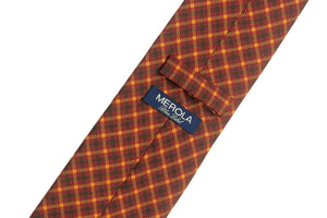 メローラ BLUE LABEL ネクタイ ◇ シルク ◇ レッド×チェック (イエロー・グリーン)