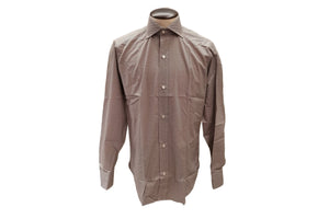 イルポルトーネ ドレスシャツ ◆ ブラウン×ドット / FIRST MODEL ◆ ブロード素材（80番手）《レギュラーフィット》【 サイズ37(XS) 】