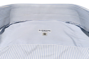 イルポルトーネ ドレスシャツ ◆ ブルー×ストライプ / FIRST MODEL ◆ ブロード素材（100番手）《レギュラーフィット》【 サイズ38(S) 】