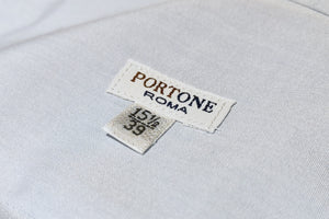 イルポルトーネ ドレスシャツ ◆ ブルー×ストライプ / FIRST MODEL ◆ ブロード素材（120番手）《スリムフィット》【 サイズ39(M) 】