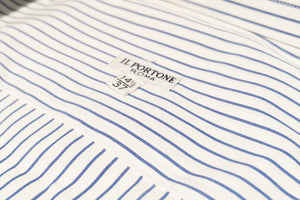 イルポルトーネ ドレスシャツ ◆ ブルー×ストライプ / FIRST MODEL ◆ ブロード素材（100番手）《レギュラーフィット》【 サイズ37(XS) 】