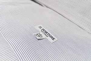 イルポルトーネ ドレスシャツ ◆ ブルー×ペンシルストライプ / FIRST MODEL ◆ ブロード素材（100番手）《レギュラーフィット》【 サイズ37(XS) 】
