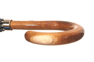 マリアフランチェスコ メンズ長傘 (レッド×シルバーヘリンボーン) SHINY MAPLE(HORN)