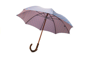 マリアフランチェスコ ◇ レディース長傘 ◇ ライトブルー×ピンク(ドット) 《BAMBOO (BEACHWOOD SHAFT)》