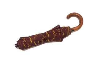 マリアフランチェスコ 折りたたみ傘 (ボルドー木の葉模様×裏地イエロー) MAPLE