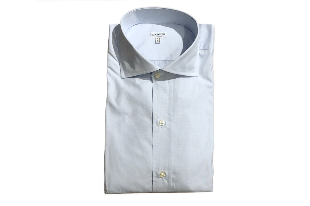 イルポルトーネ ドレスシャツ ◆ ライトブルー ◆ 刷毛目生地（100番手）《レギュラーフィット》【 サイズ38(S) 】