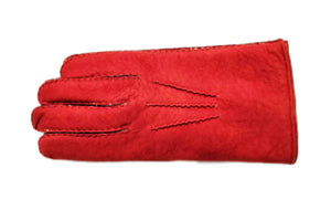 メローラ メンズ手袋◆ベビーラムスキン◆レッド/FIRE RED《ムートン》