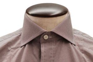 イルポルトーネ ドレスシャツ ◆ ブラウン×ドット / FIRST MODEL ◆ ブロード素材（80番手）《レギュラーフィット》【 サイズ37(XS) 】