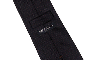 【ラスト1点！】メローラ MEROLA SERIES ネクタイ ◆ ネイビー×ピンドット（ブラウン）《50オンス》