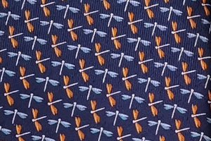 Opusネクタイ ◆ シルク ◆ ネイビー×トンボ柄
