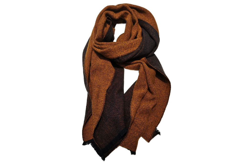 【ラスト1点！】Opus マフラー◆ダブルフェイス◆イエロー×ネイビー《カシミヤ》