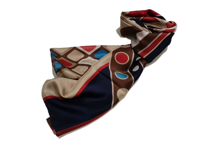 ラスト1点!】Opus ストール ◇幾何学模様◇ ベージュ×レッド ラスト1点!】Opus ストール ◇幾何学模様◇ ベージュ×レッド