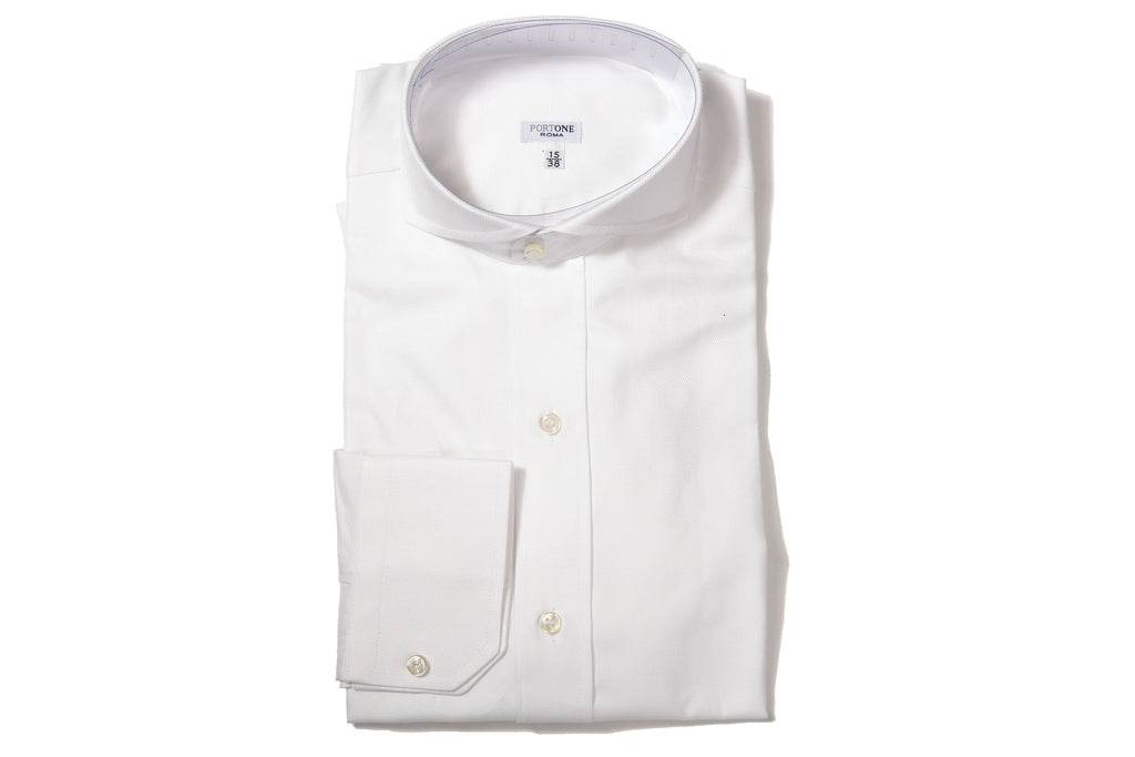 イルポルトーネ ドレスシャツ ◆ホワイト◆ オックスフォード素材（100番手)《レギュラーフィット》【サイズ37(XS)】