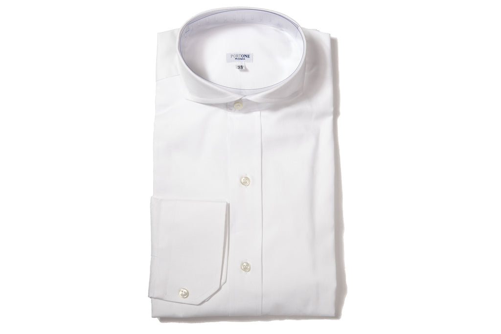 イルポルトーネ ドレスシャツ ◆ホワイト◆ ツイル素材2/2（100番手)《レギュラーフィット》