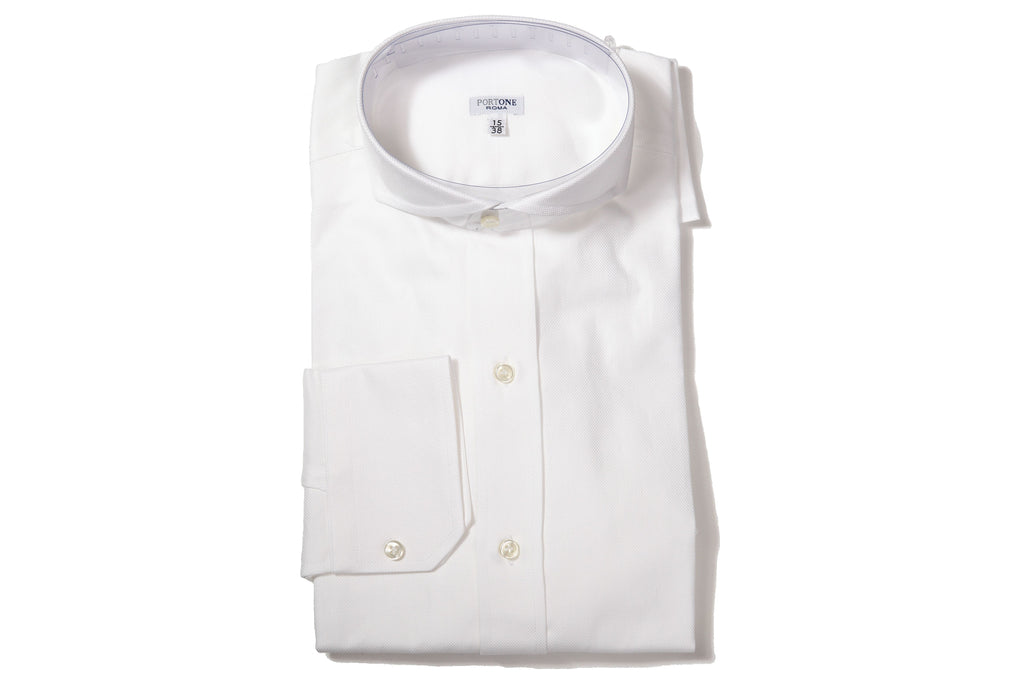 イルポルトーネ ドレスシャツ ◆ ホワイト ◆ オックスフォード素材（80番手）《スリムフィット》