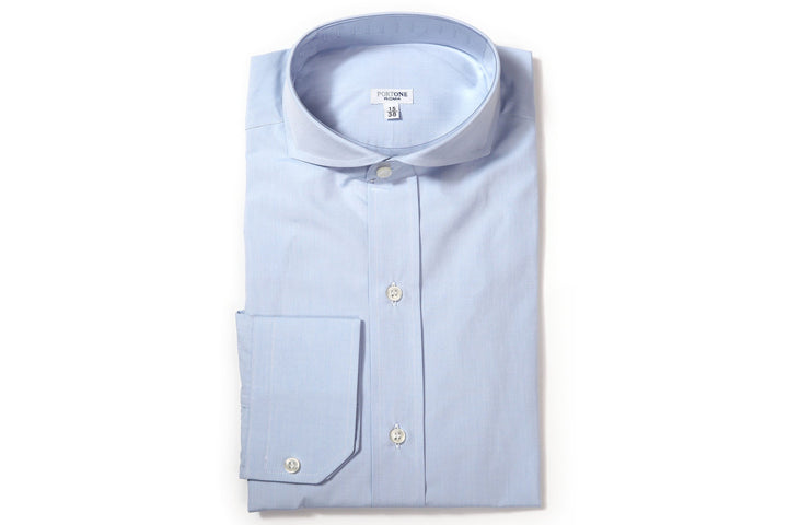 イルポルトーネ ドレスシャツ ◆ ライトブルー ◆ ブロード素材（120/100番手）《レギュラーフィット》